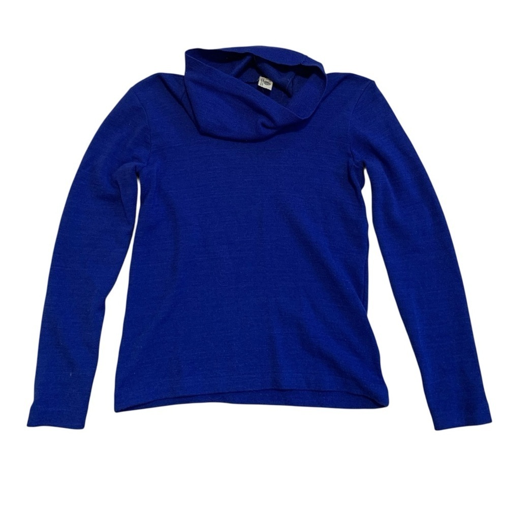Vintage Royal Blue 100% Virgin Wool Turtleneck Sweater Woolmark Company Size S